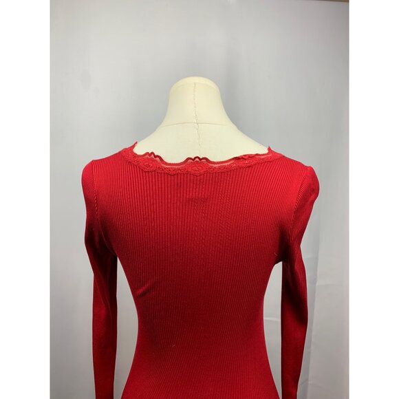 Women’s Rosemunde Red Long Sleeve Lace Top Size M - Picture 6 of 7